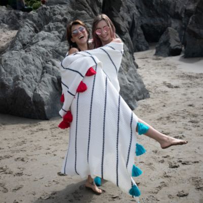 Blue Dazzle Tassle Throw