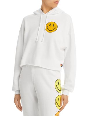 Aviator Nation Smiley 2 Graphic Cropped Hoodie