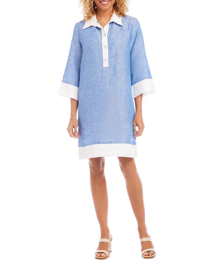 Karen Kane Linen Contrast Trim Shirt Dress | Bloomingdale's