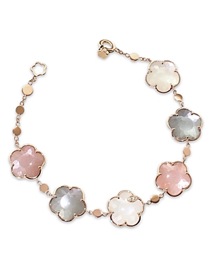Pasquale Bruni 18k Rose Gold Bouquet Lunaire Multicolor Moonstone & Diamond Flower Link Bracelet In Multi/rose Gold