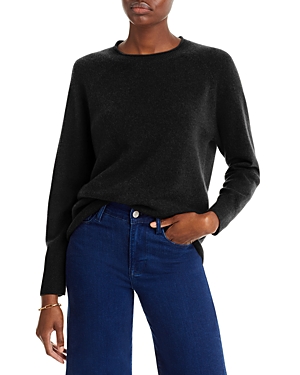 C By Bloomingdale's Cashmere Rolled Edge Crewneck Cashmere Sweater - 100% Exclusive In Black