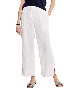 Nic + Zoe Rumba Park Slit Hem Linen Blend Wide Leg Pants In Paper White