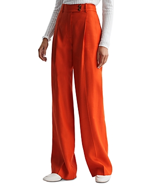 Reiss Hollie Creased High Waist Wide Leg Pants In Orange