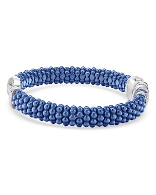 Sterling Silver Ceramic Caviar & Diamond Circle Bracelet