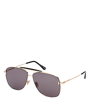 Shop Tom Ford Jaden Navigator Sunglasses, 60mm In Rose Gold/gray Solid