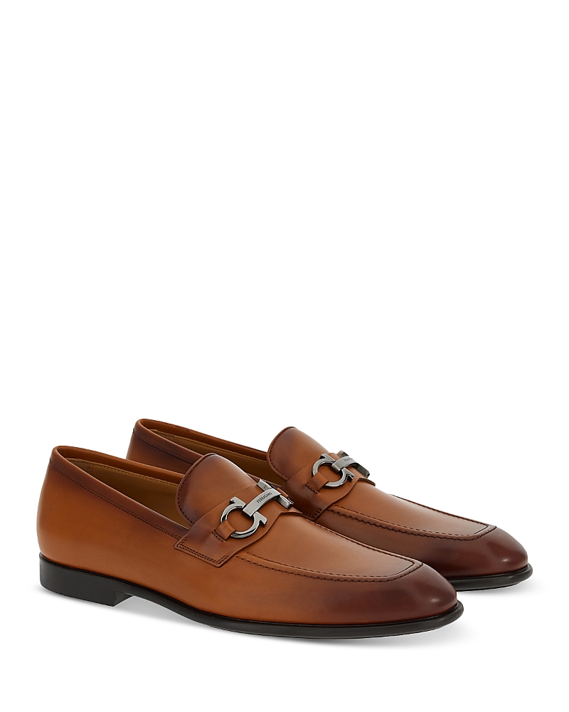 Ferragamo Brown Loafers With Gancini Detail In Leather Man