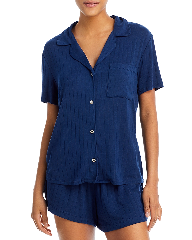 Eberjey Gisele Ribbed Shorts Pajama Set In Navy