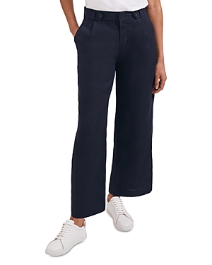 Hobbs London Keighley Cropped Linen Pants In Navy