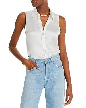 L Agence Emmy Sleeveless Silk Blouse In Ivory