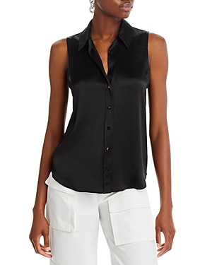 L Agence Emmy Sleeveless Silk Blouse In Black