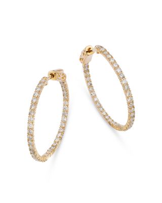 Bloomingdale's Fine Collection Diamond Inside Out Medium Hoop Earrings in 14K Yellow Gold, 2.0 ct. t. w. - Exclusive