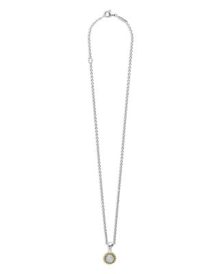 18K Yellow Gold & Sterling Silver Diamond Cluster Bead Frame Pendant Necklace, 16-18"