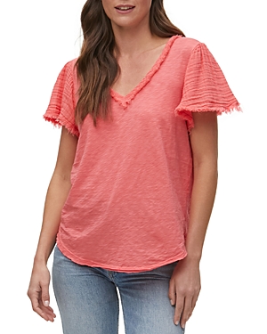 Michael Stars Tate Fabric Mix Tee In Passionfruit In Passion Fruit