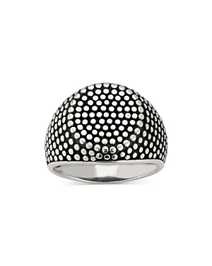Men's Sterling Silver Bead Texture Signet Ring