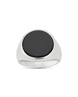 Men's Sterling Silver Onyx Oval Signet Ring