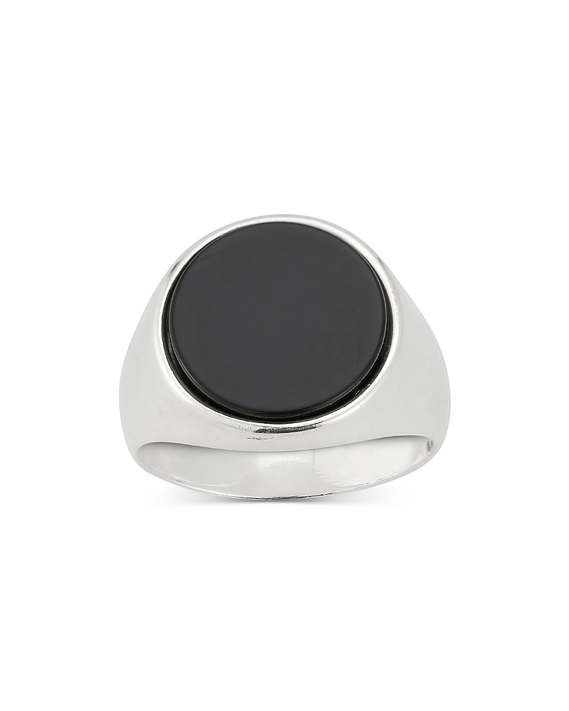 MILANESI AND CO MEN'S STERLING SILVER ONYX OVAL SIGNET RING