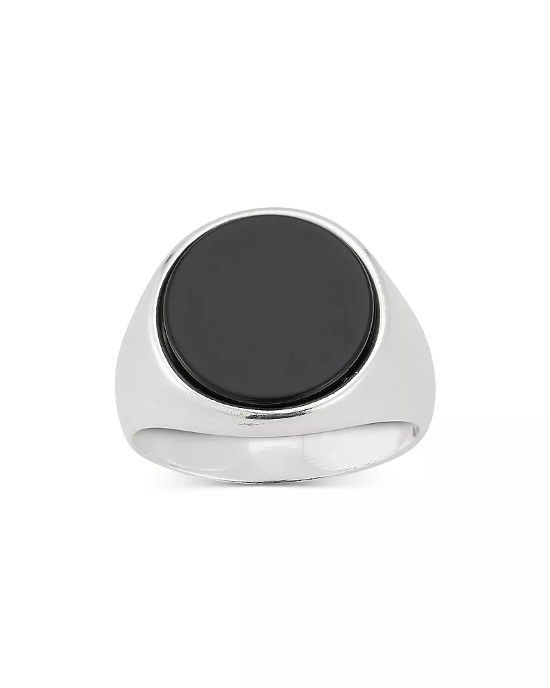 Milanesi And Co Men's Sterling Silver Onyx Oval Signet Ring