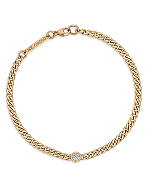 Zoe Chicco 14K Yellow Gold Floating Diamond Small Curb Chain Bracelet