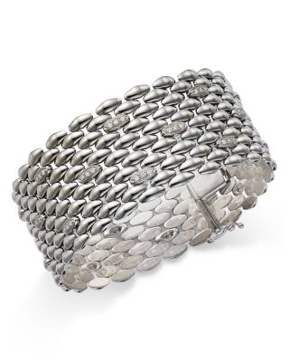 Alberto Amati 14K White Gold Diamond Wide Panther Link Bracelet