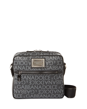 Shop Dolce & Gabbana Signature Print Shoulder Bag In Black/gray