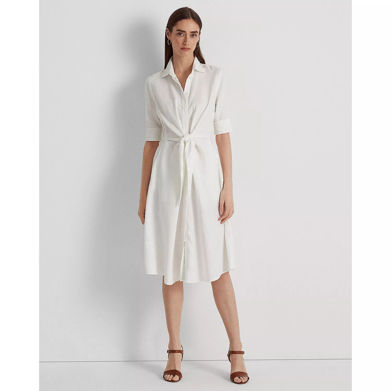 Front Tie Linen Shirt Dress - Lauren Ralph Lauren
