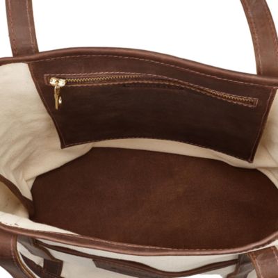 TO THE MARKET Parker Clay Rincon Canvas Leather Trimmed Tote  display picture 1