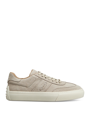 Tod's Men's Logo-stamped Leather Sneakers In Mastice