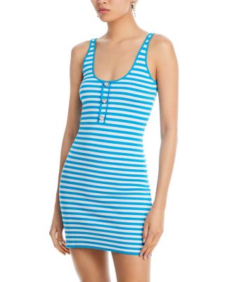 AQUA - Striped Heart Button Mini Dress - 100% Exclusive