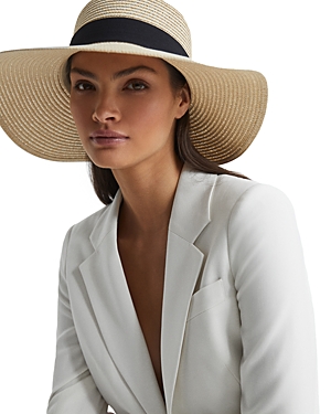 Reiss Lexi Paper Woven Wide Brim Sunhat In Ivory