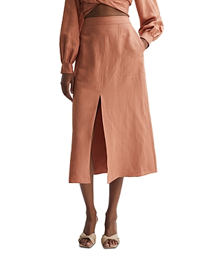 Reiss Axelle Midi Skirt In Rust