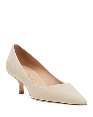 Stuart Weitzman Stuart Pointed Toe Kitten Heel Pumps In Dune