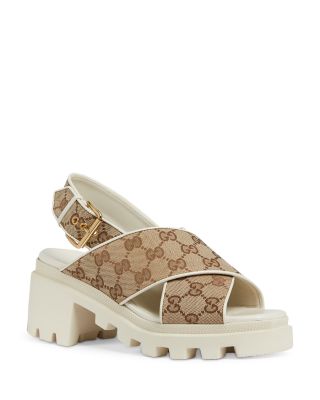 Gucci GG Lug Sole Sandals, Beige Ebony, Women's, 39.5EU, Sandals
