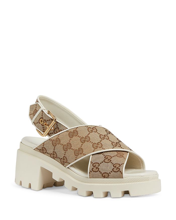 Gucci Women's GG Supreme Lug Sole Slingback Sandals