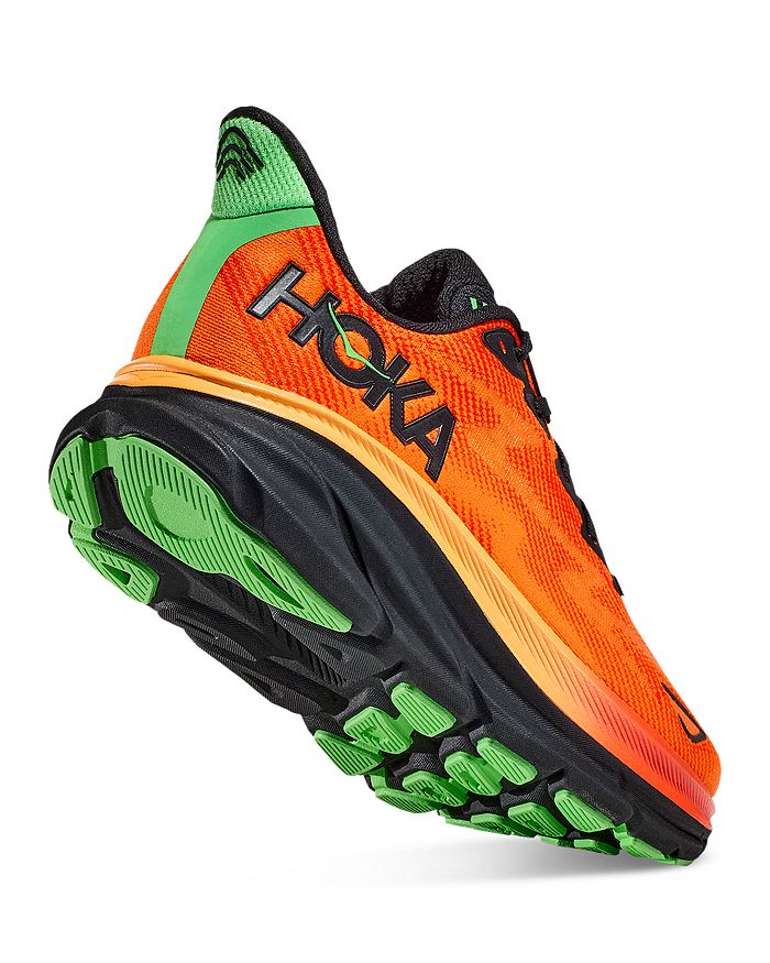 Shop Hoka Men's Clifton 9 Running Sneakers In Flame/vibrant Orange