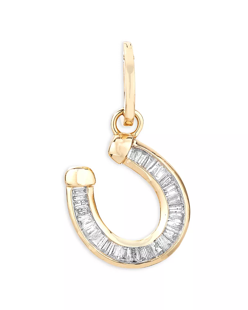 Adina Reyter 14K Yellow Gold Diamond Baguette Horseshoe Pendant