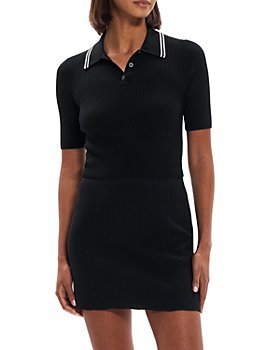 Theory - Wool Ribbed Polo Top