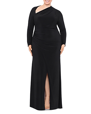 Shop Betsy & Adam Plus Size Asymmetrical Neck Dress In Black