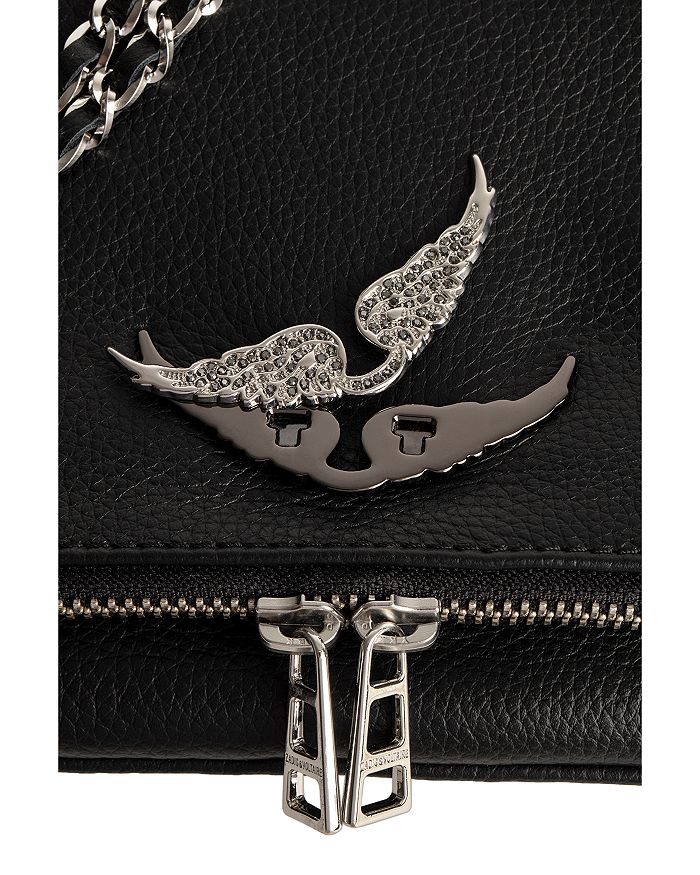 Shop Zadig & Voltaire Rock Swing Your Wings Leather Clutch Bag In Noir Silver