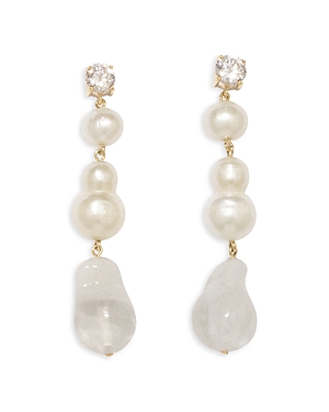 Shop Completedworks Cubic Zirconia & Cultured Freshwater Pearl Linear Drop Earrings In White