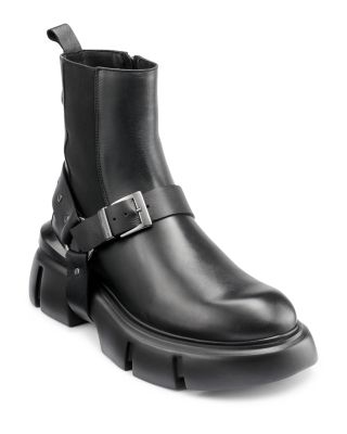 KARL LAGERFELD PARIS - Men's Side Zip Pull On Chelsea Buckle Boots