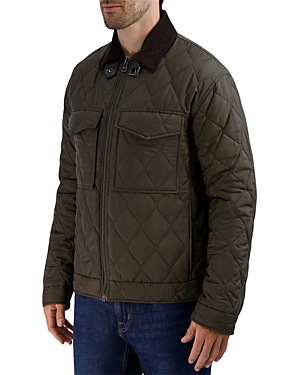 Shop Cole Haan Diamond Quilted Trucker Jacket In Olive