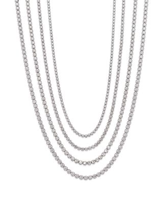 Bloomingdale's Fine Collection - Diamond Crown Set Tennis Necklace in 14K White Gold, 4.0-10.0 ct.t.w.