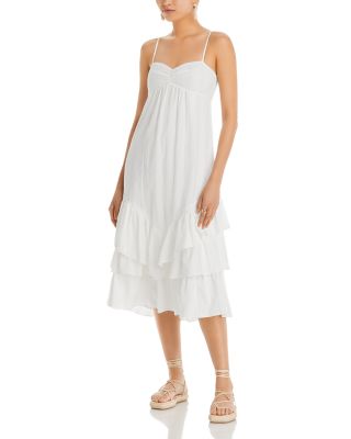 AQUA - Cotton Ruffled Hem Midi Dress - 100% Exclusive