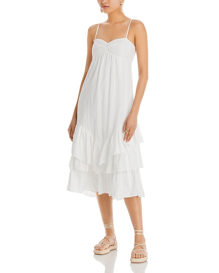 AQUA Cotton Ruffled Hem Midi Dress - 100% Exclusive | Bloomingdale's