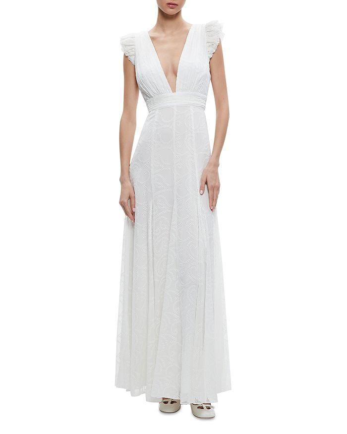 White Chiffon godet panel and Lace camisole dress