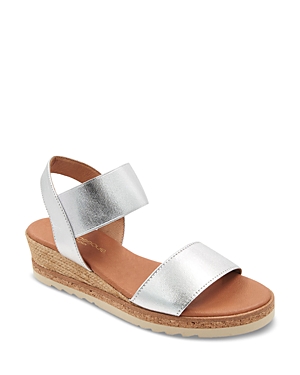 Shop Andre Assous Women's Neveah Mid Heel Espadrille Wedge Sandals In Silver