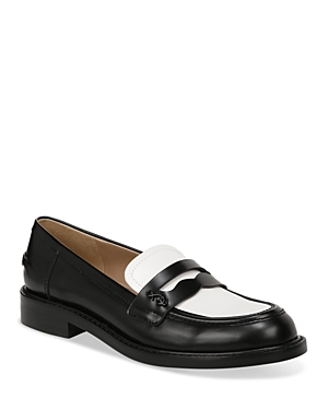 Shop Sam Edelman Women's Colin Slip On Penny Loafer Flats In Black/white