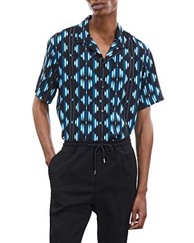The Kooples - Printed Short Sleeve Button Front Camp Shirt