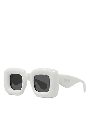 Shop Loewe Fashion Show Inflate Square Sunglasses, 41mm In White/gray Solid