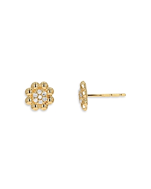 Moon & Meadow 14K Yellow Gold Diamond Flower Stud Earrings
